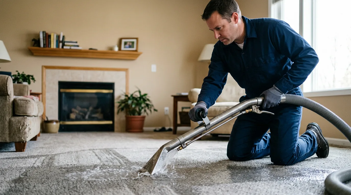 Water damage restoration technician working near Tehuacana, TX